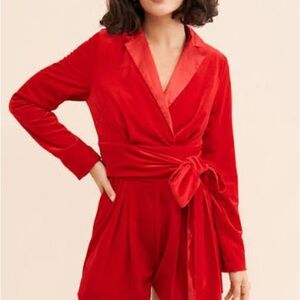 Chic Red Wrap Jumpsuit